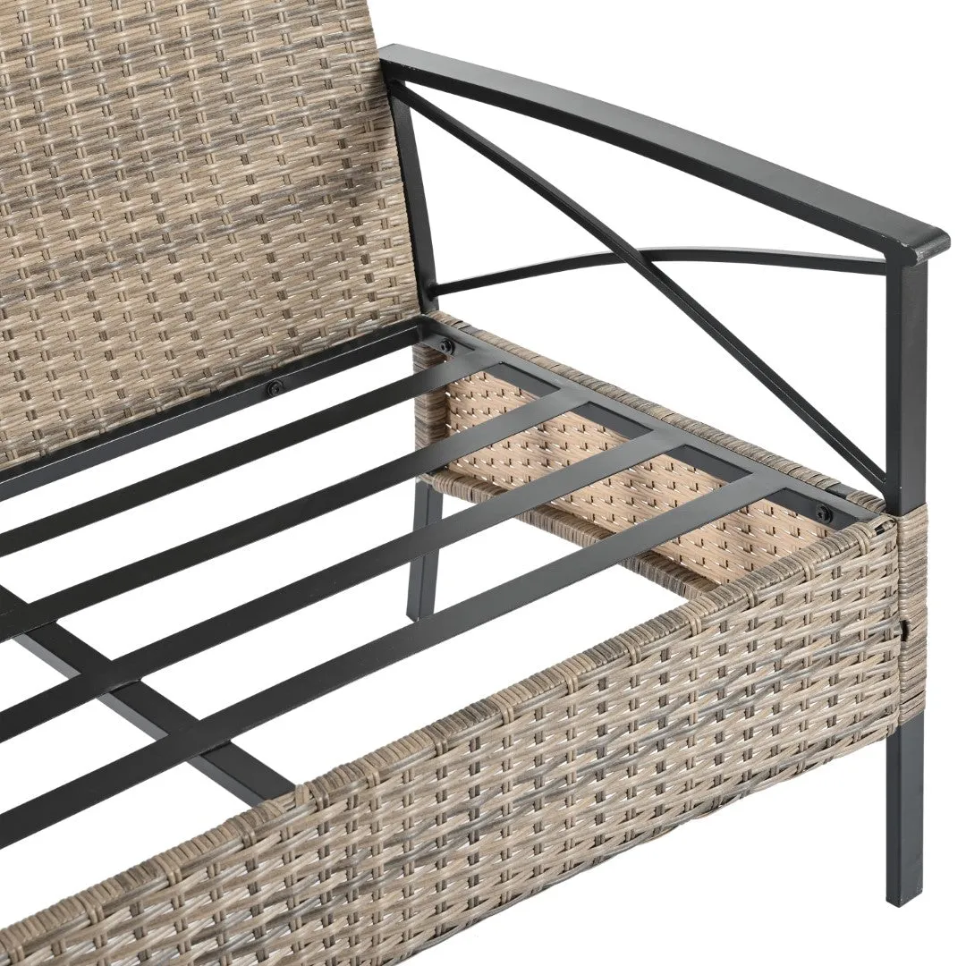4-Piece Outdoor PE Wicker Furniture Set with Metal Table