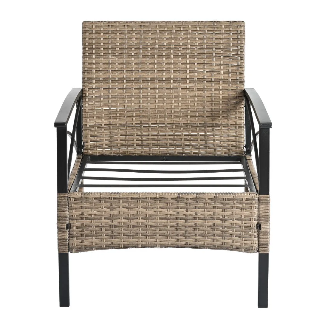 4-Piece Outdoor PE Wicker Furniture Set with Metal Table