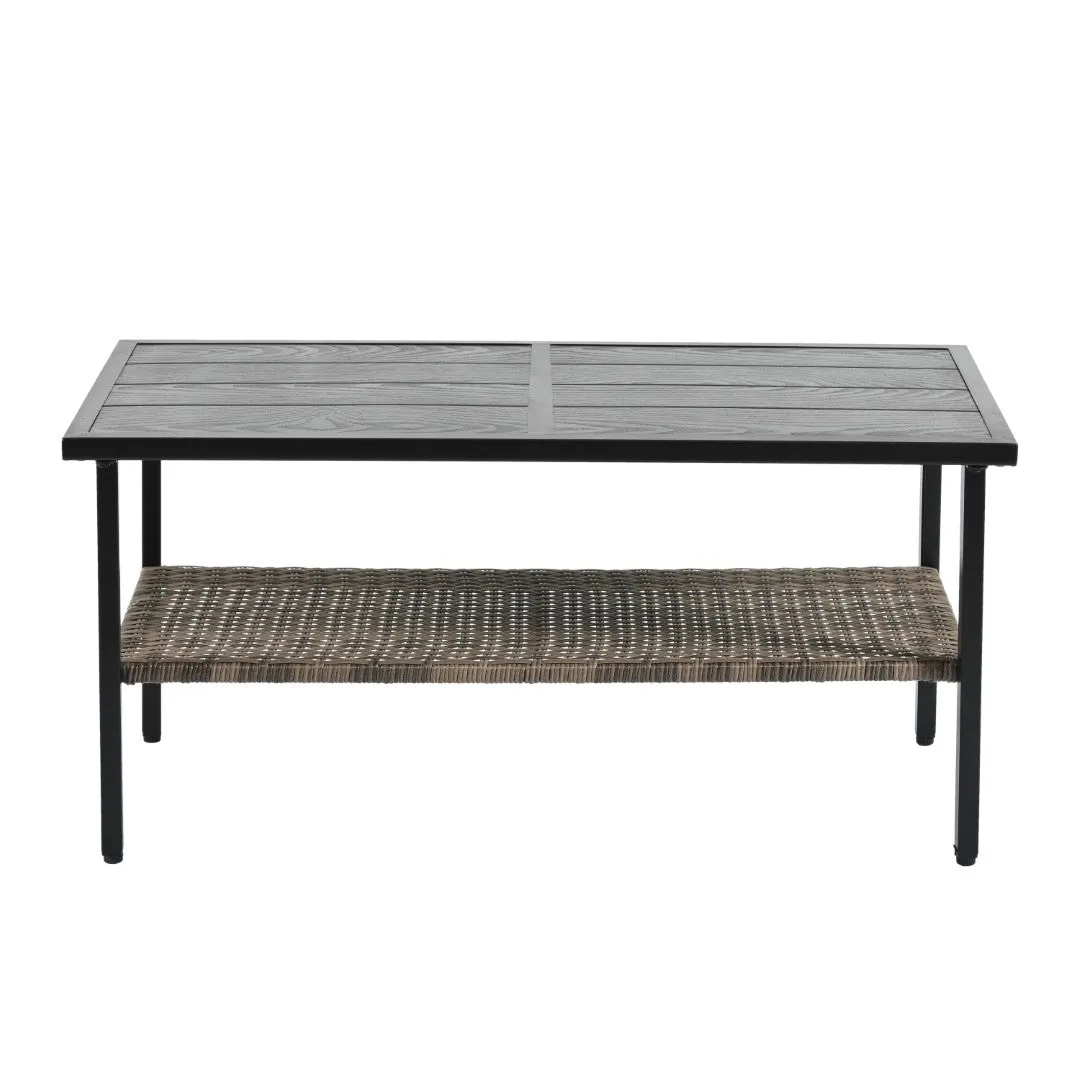 4-Piece Outdoor PE Wicker Furniture Set with Metal Table