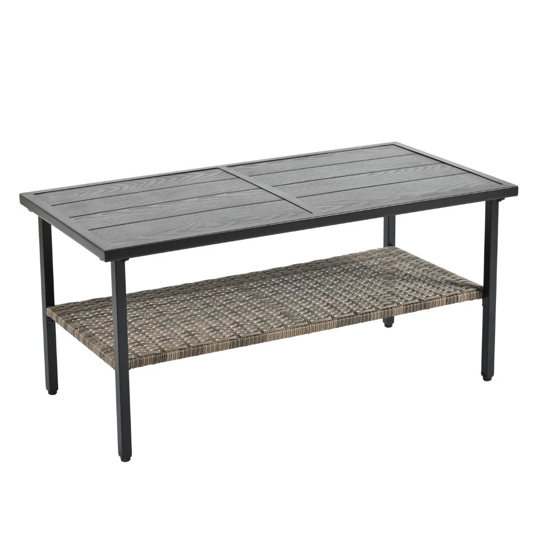 4-Piece Outdoor PE Wicker Furniture Set with Metal Table