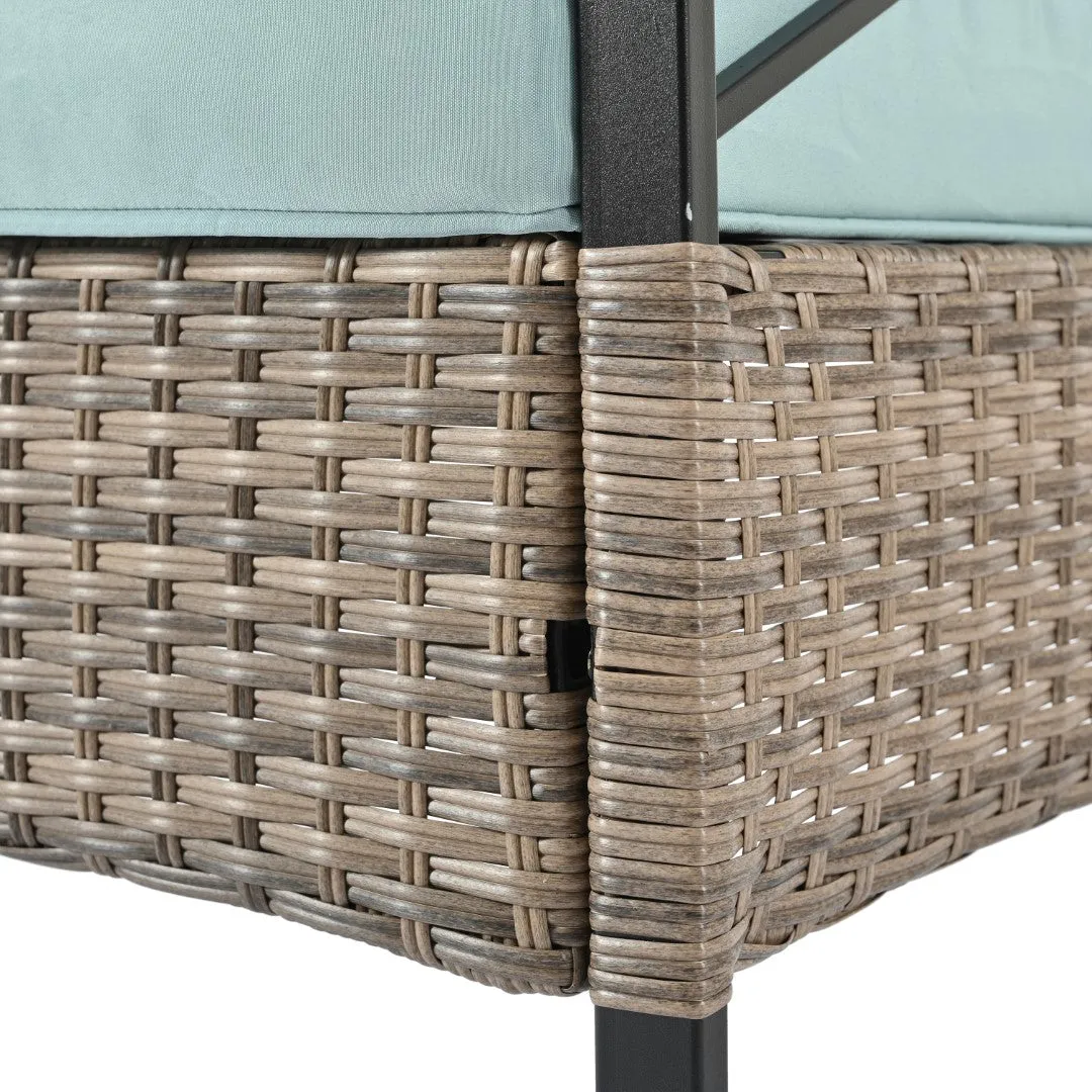 4-Piece Outdoor PE Wicker Furniture Set with Metal Table