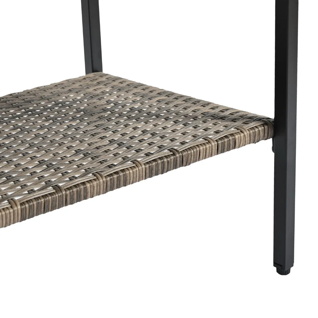 4-Piece Outdoor PE Wicker Furniture Set with Metal Table