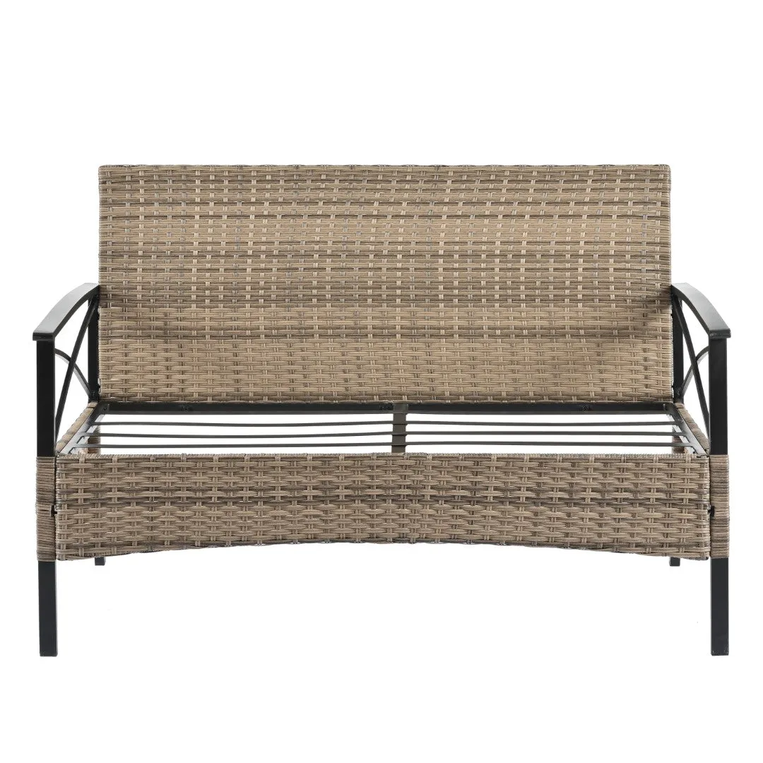 4-Piece Outdoor PE Wicker Furniture Set with Metal Table