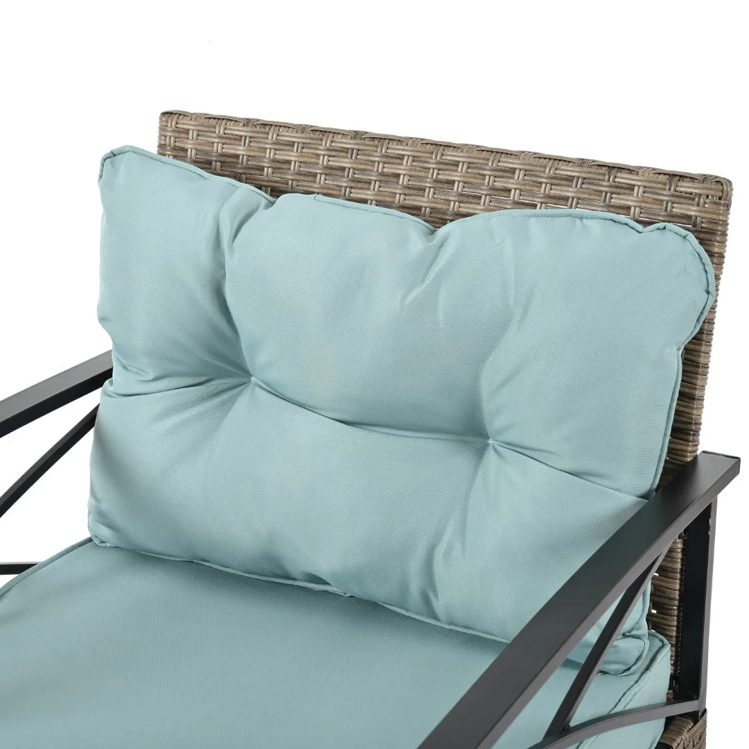 4-Piece Outdoor PE Wicker Furniture Set with Metal Table