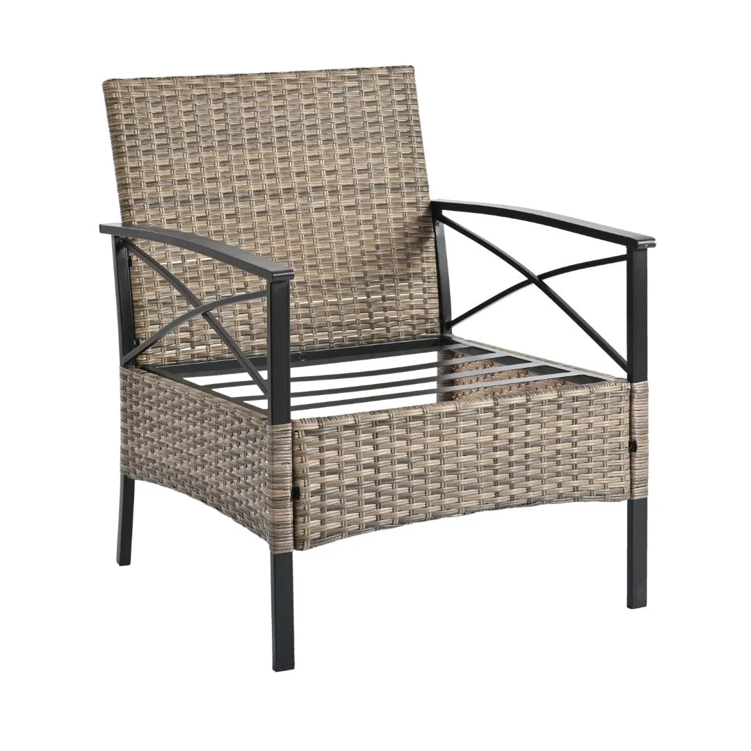 4-Piece Outdoor PE Wicker Furniture Set with Metal Table