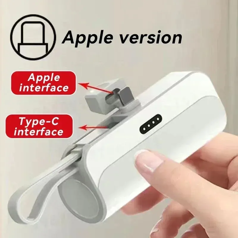 5000mAh Mini 2-in-1 Fast Power Bank – Compact External Battery for iPhone and Type-C Devices