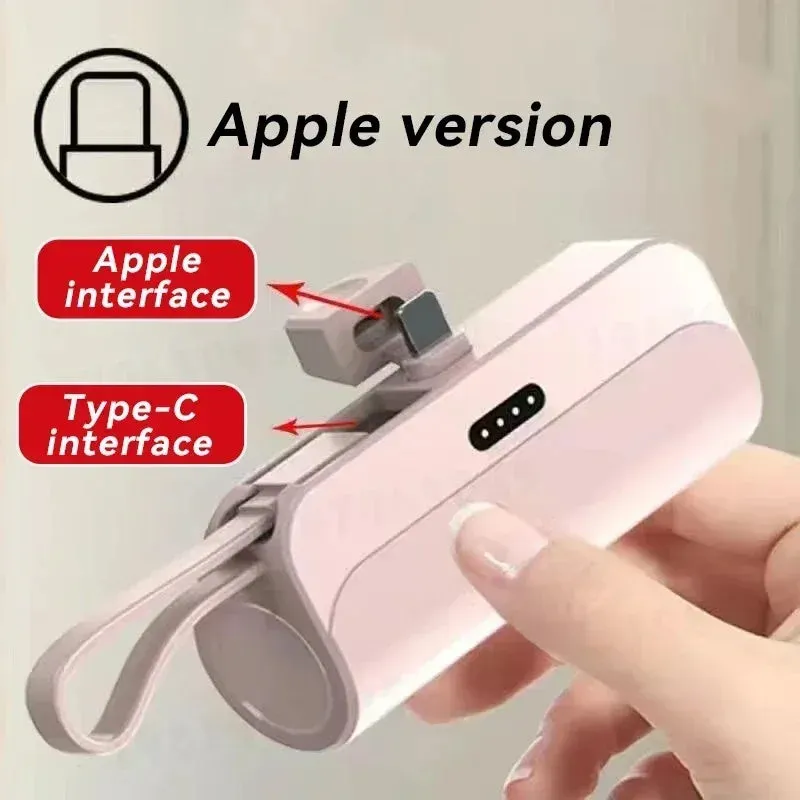 5000mAh Mini 2-in-1 Fast Power Bank – Compact External Battery for iPhone and Type-C Devices