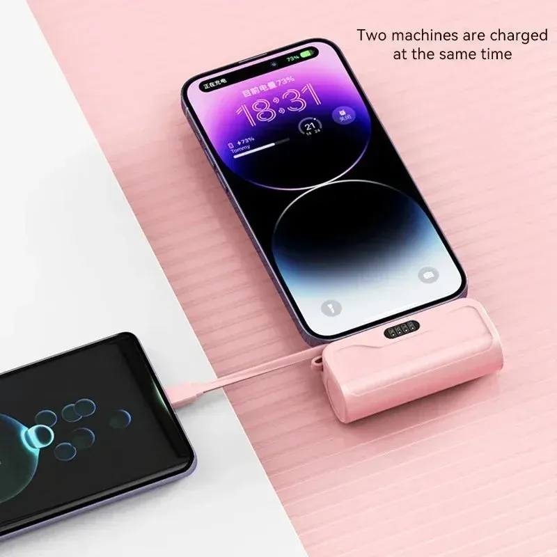 5000mAh Mini 2-in-1 Fast Power Bank – Compact External Battery for iPhone and Type-C Devices