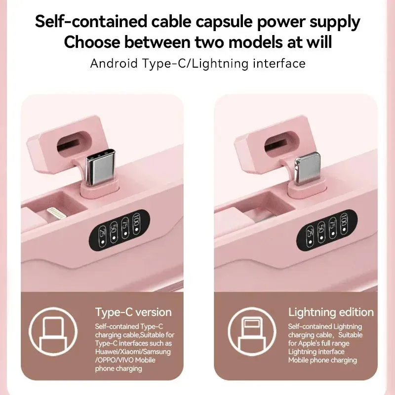 5000mAh Mini 2-in-1 Fast Power Bank – Compact External Battery for iPhone and Type-C Devices