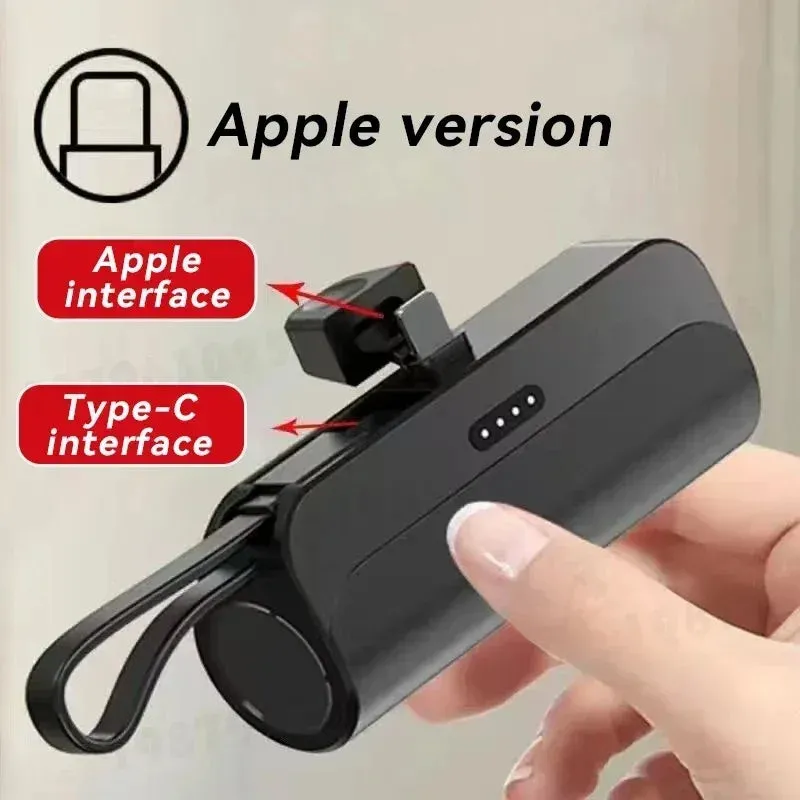 5000mAh Mini 2-in-1 Fast Power Bank – Compact External Battery for iPhone and Type-C Devices