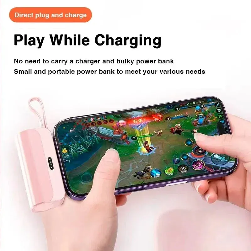 5000mAh Mini 2-in-1 Fast Power Bank – Compact External Battery for iPhone and Type-C Devices