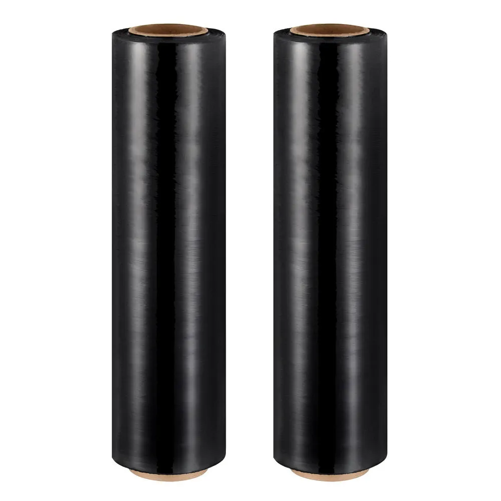 500mm x 400m Stretch Film Pallet Shrink Wrap 2 Rolls Package Use Plastic - Black