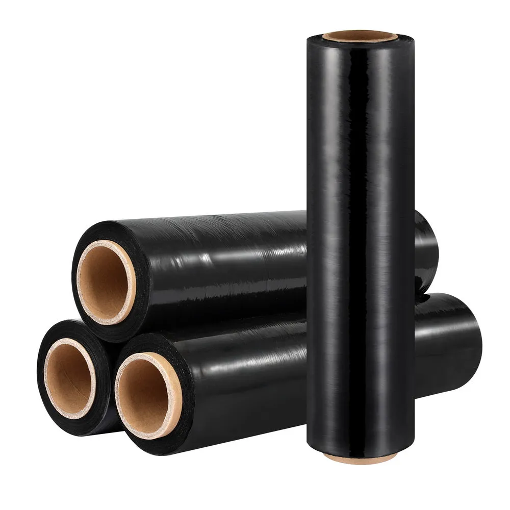 500mm x 400m Stretch Film Pallet Shrink Wrap 4 Rolls Package Use Plastic - Black