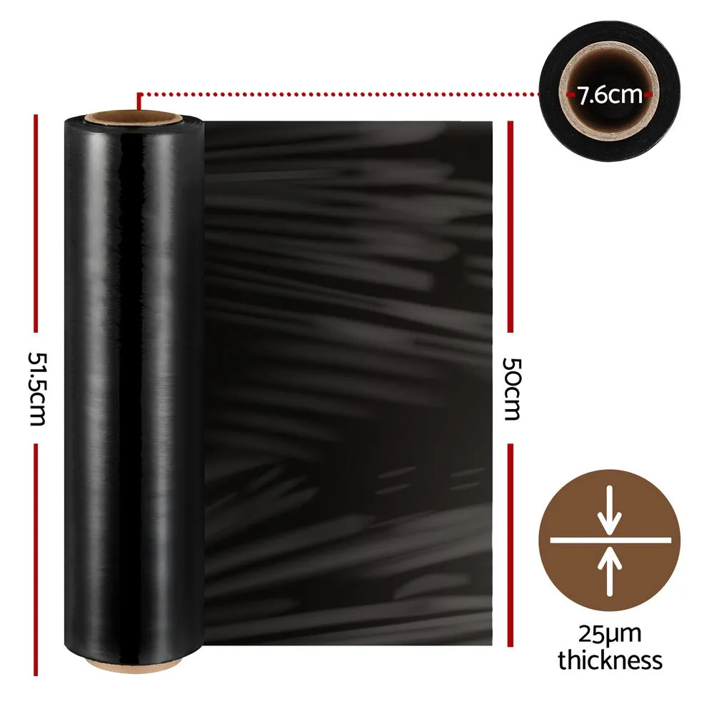 500mm x 400m Stretch Film Pallet Shrink Wrap 4 Rolls Package Use Plastic - Black