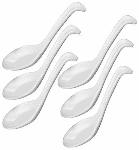 6 PCS Melamine Soup Spoons White Melamine Ramen Noodle Soup Spoons