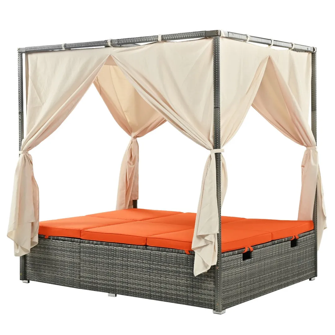 Adjustable Sun Bed with Curtain, High Comfort, 3 Colors - Relax in Style & Comfort