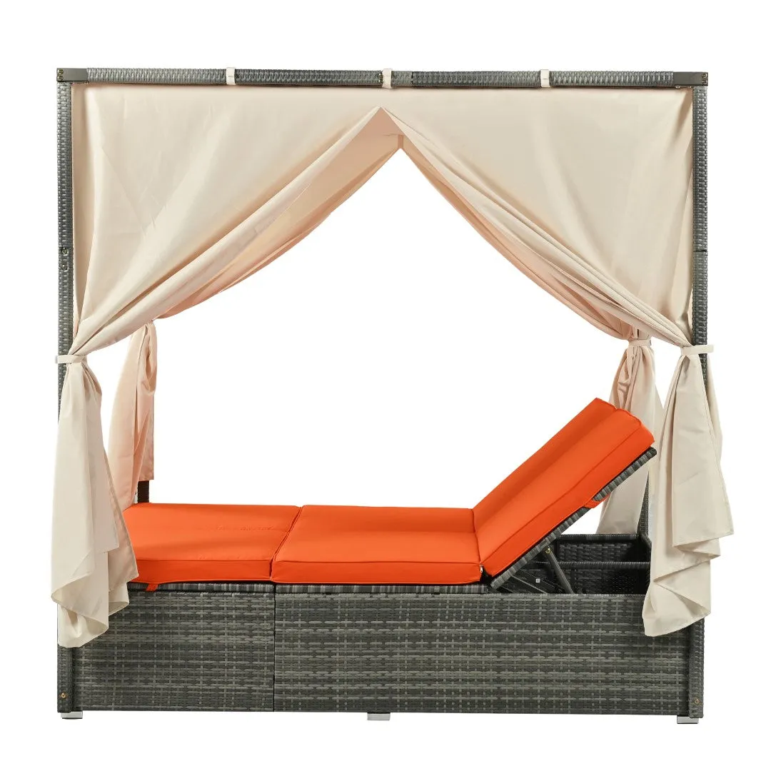 Adjustable Sun Bed with Curtain, High Comfort, 3 Colors - Relax in Style & Comfort