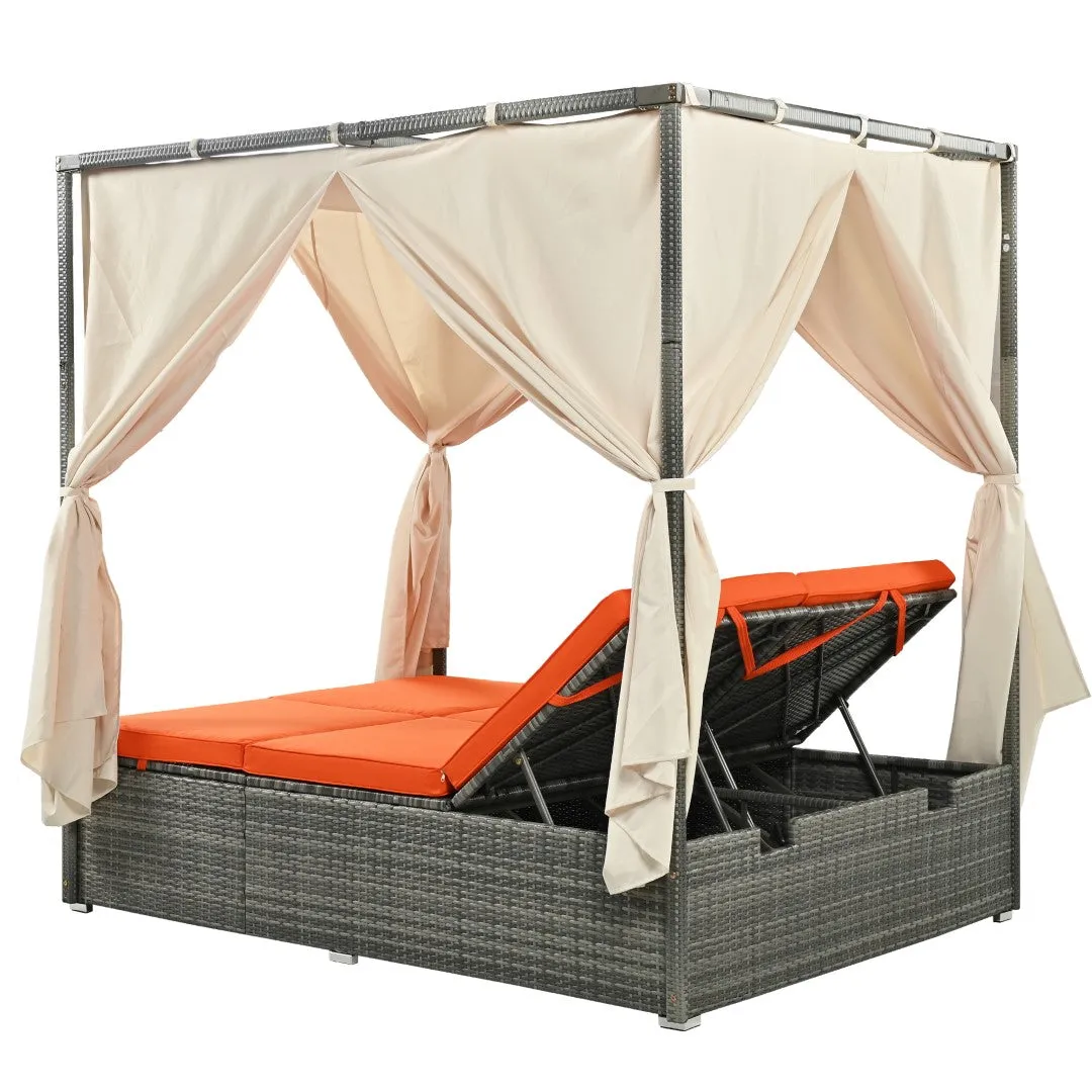 Adjustable Sun Bed with Curtain, High Comfort, 3 Colors - Relax in Style & Comfort