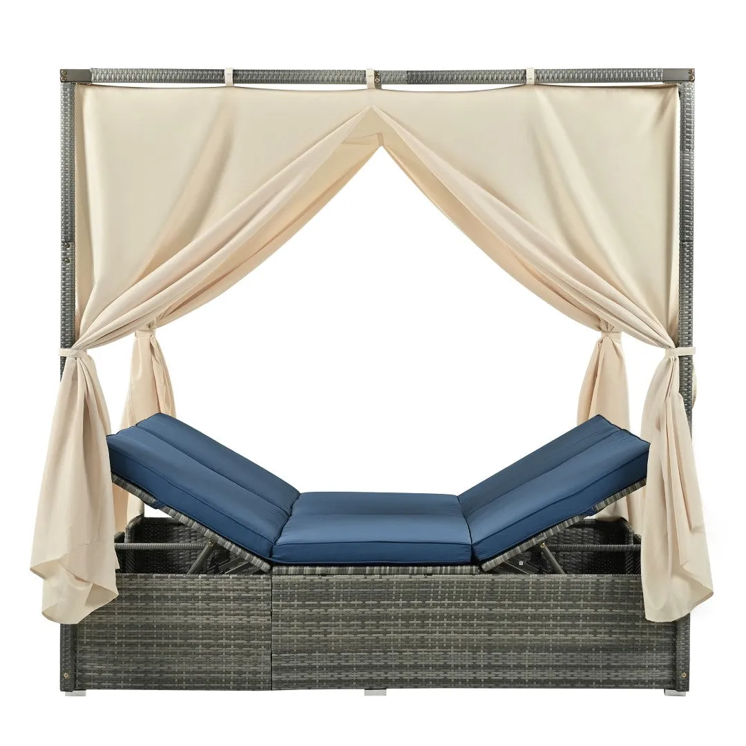 Adjustable Sun Bed with Curtain, High Comfort, 3 Colors - Relax in Style & Comfort