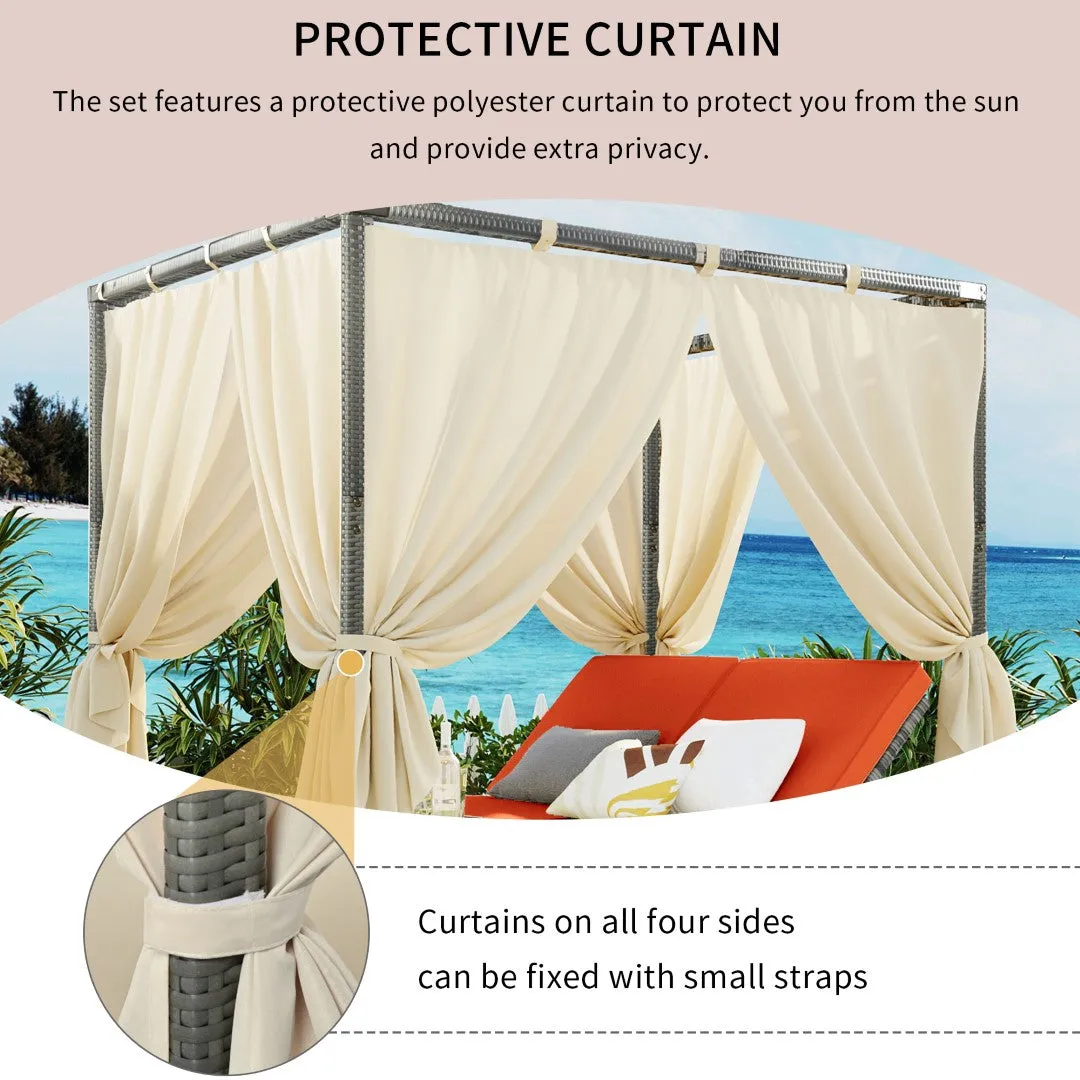 Adjustable Sun Bed with Curtain, High Comfort, 3 Colors - Relax in Style & Comfort