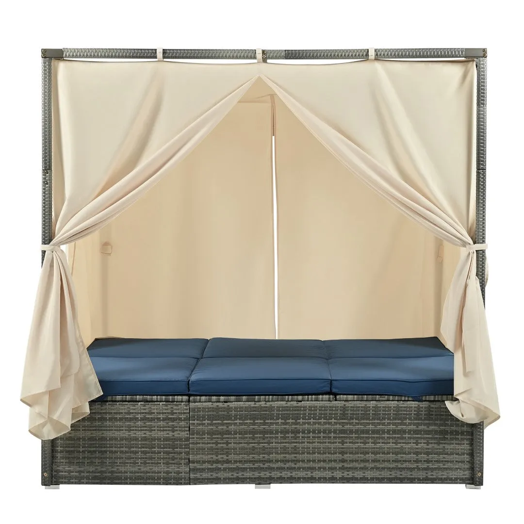 Adjustable Sun Bed with Curtain, High Comfort, 3 Colors - Relax in Style & Comfort