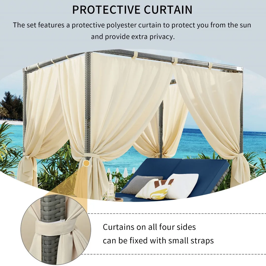 Adjustable Sun Bed with Curtain, High Comfort, 3 Colors - Relax in Style & Comfort