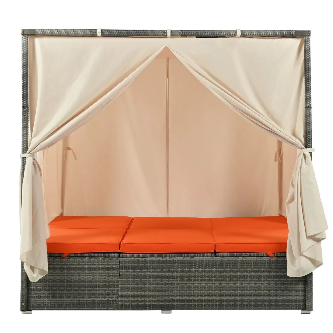 Adjustable Sun Bed with Curtain, High Comfort, 3 Colors - Relax in Style & Comfort