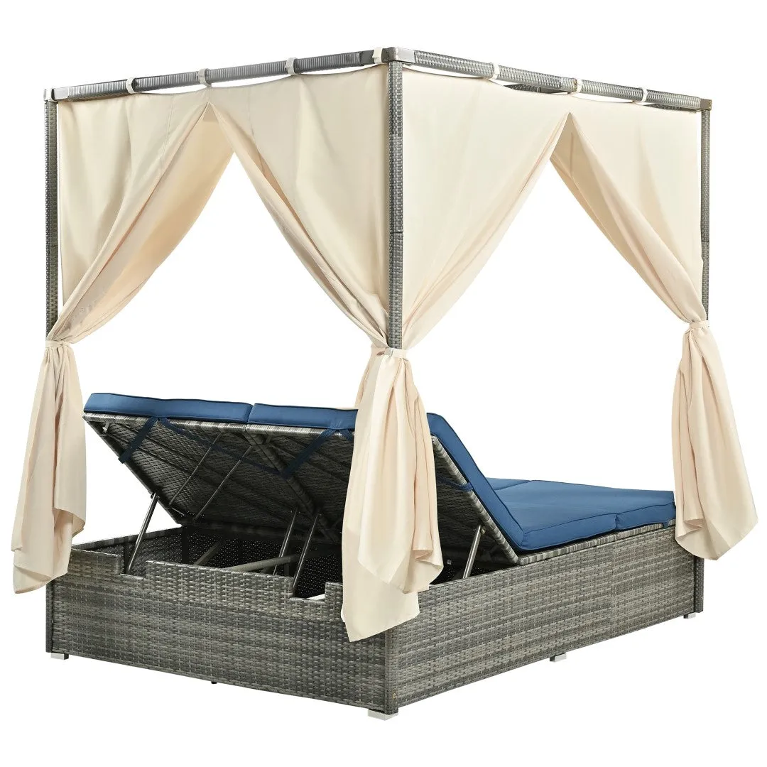 Adjustable Sun Bed with Curtain, High Comfort, 3 Colors - Relax in Style & Comfort