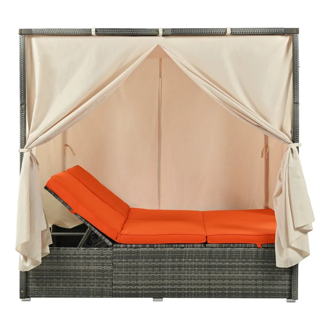Adjustable Sun Bed with Curtain, High Comfort, 3 Colors - Relax in Style & Comfort