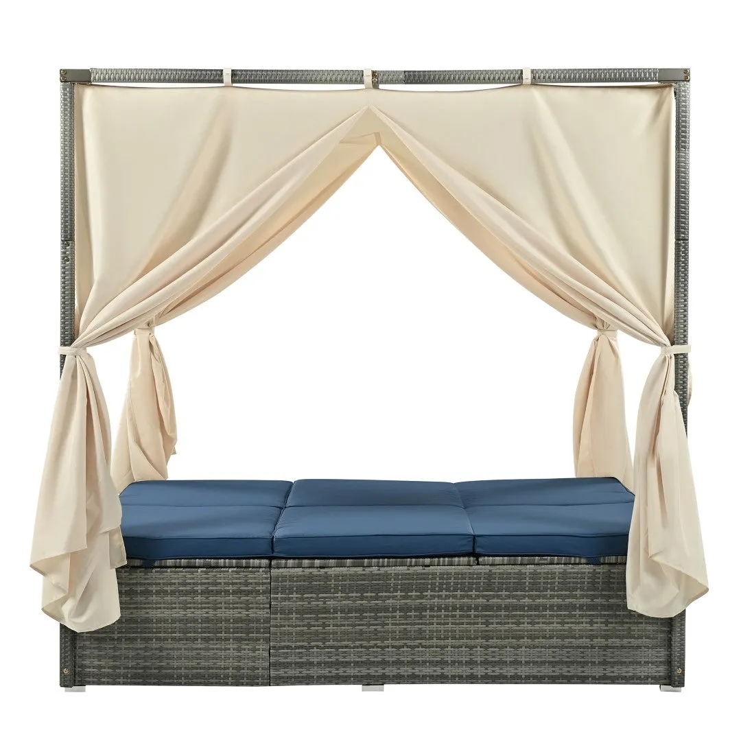 Adjustable Sun Bed with Curtain, High Comfort, 3 Colors - Relax in Style & Comfort