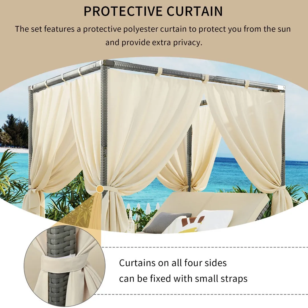 Adjustable Sun Bed with Curtain, High Comfort, 3 Colors - Relax in Style & Comfort