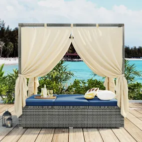 Adjustable Sun Bed with Curtain, High Comfort, 3 Colors - Relax in Style & Comfort