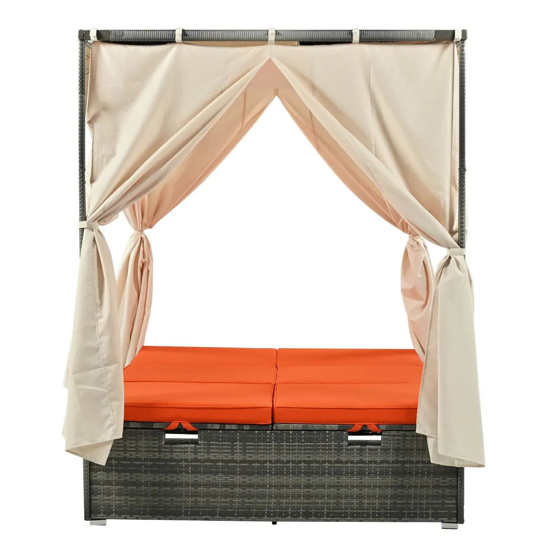 Adjustable Sun Bed with Curtain, High Comfort, 3 Colors - Relax in Style & Comfort