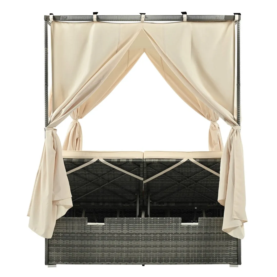 Adjustable Sun Bed with Curtain, High Comfort, 3 Colors - Relax in Style & Comfort