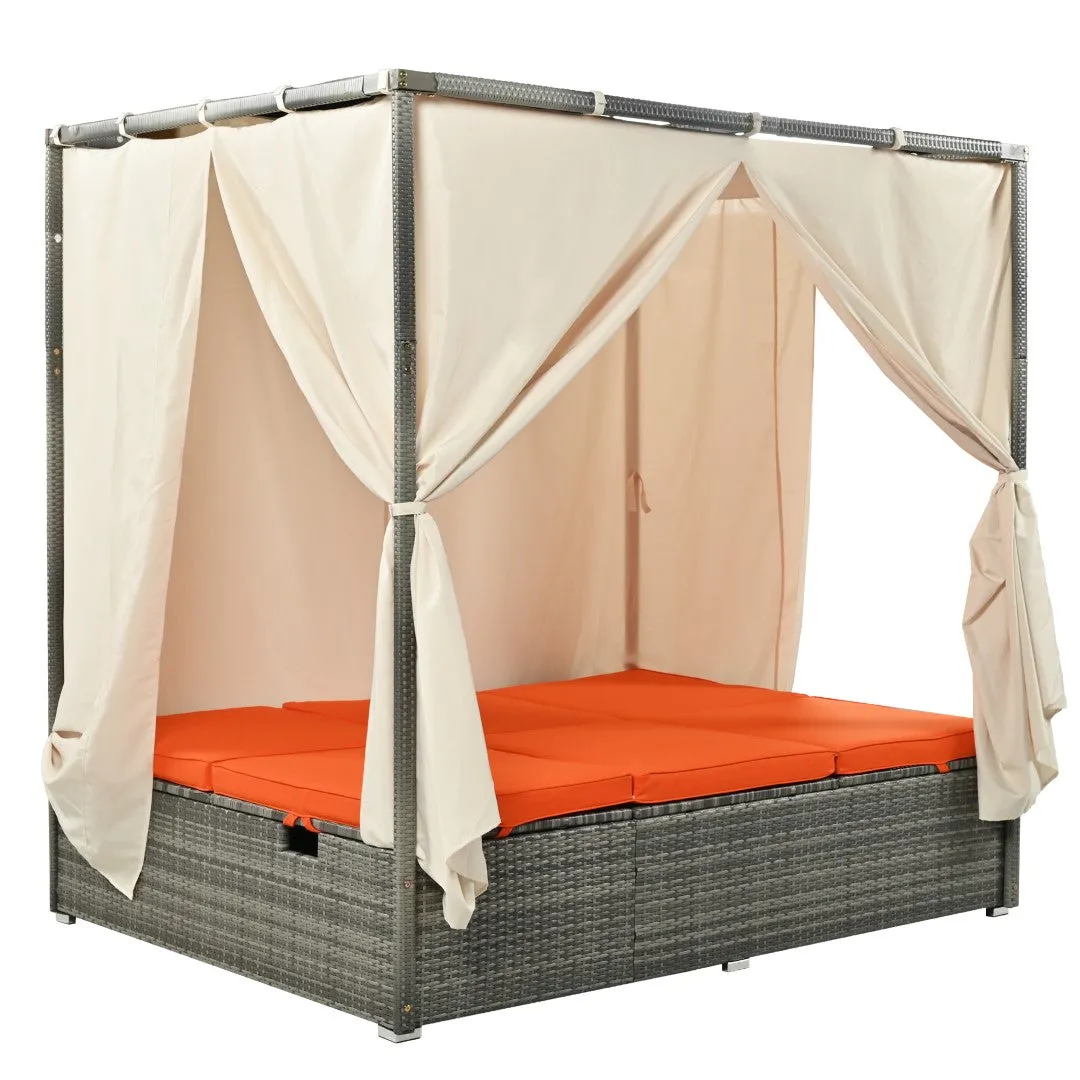 Adjustable Sun Bed with Curtain, High Comfort, 3 Colors - Relax in Style & Comfort