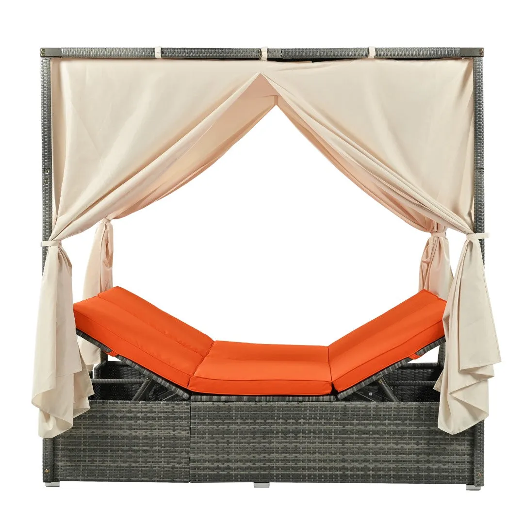 Adjustable Sun Bed with Curtain, High Comfort, 3 Colors - Relax in Style & Comfort