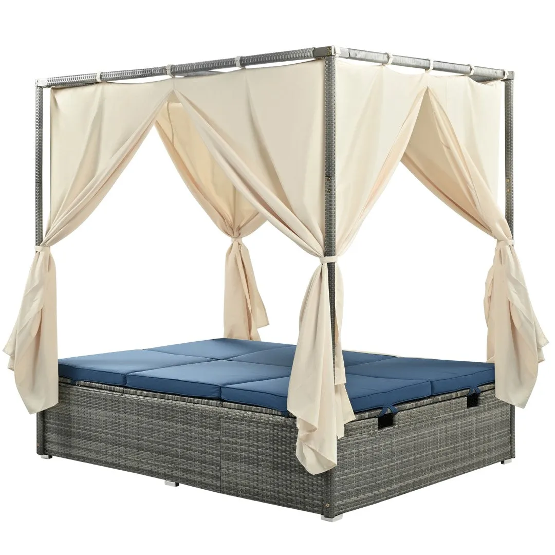 Adjustable Sun Bed with Curtain, High Comfort, 3 Colors - Relax in Style & Comfort
