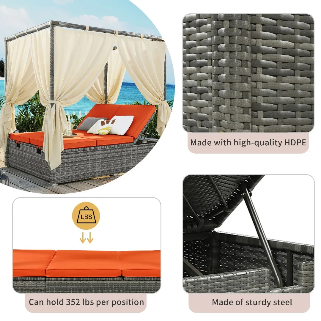 Adjustable Sun Bed with Curtain, High Comfort, 3 Colors - Relax in Style & Comfort