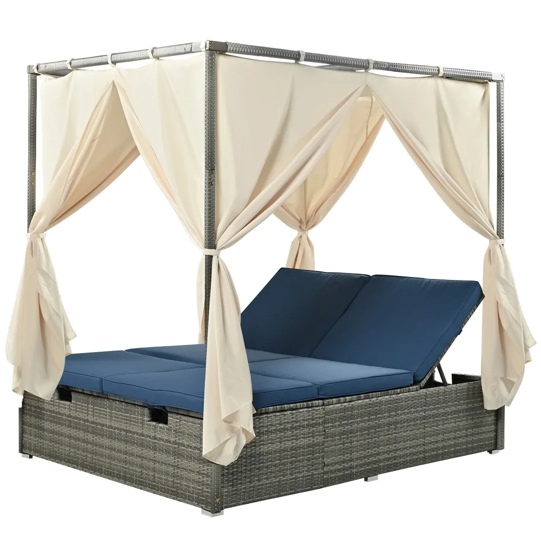 Adjustable Sun Bed with Curtain, High Comfort, 3 Colors - Relax in Style & Comfort