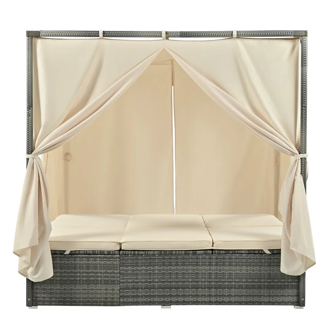 Adjustable Sun Bed with Curtain, High Comfort, 3 Colors - Relax in Style & Comfort