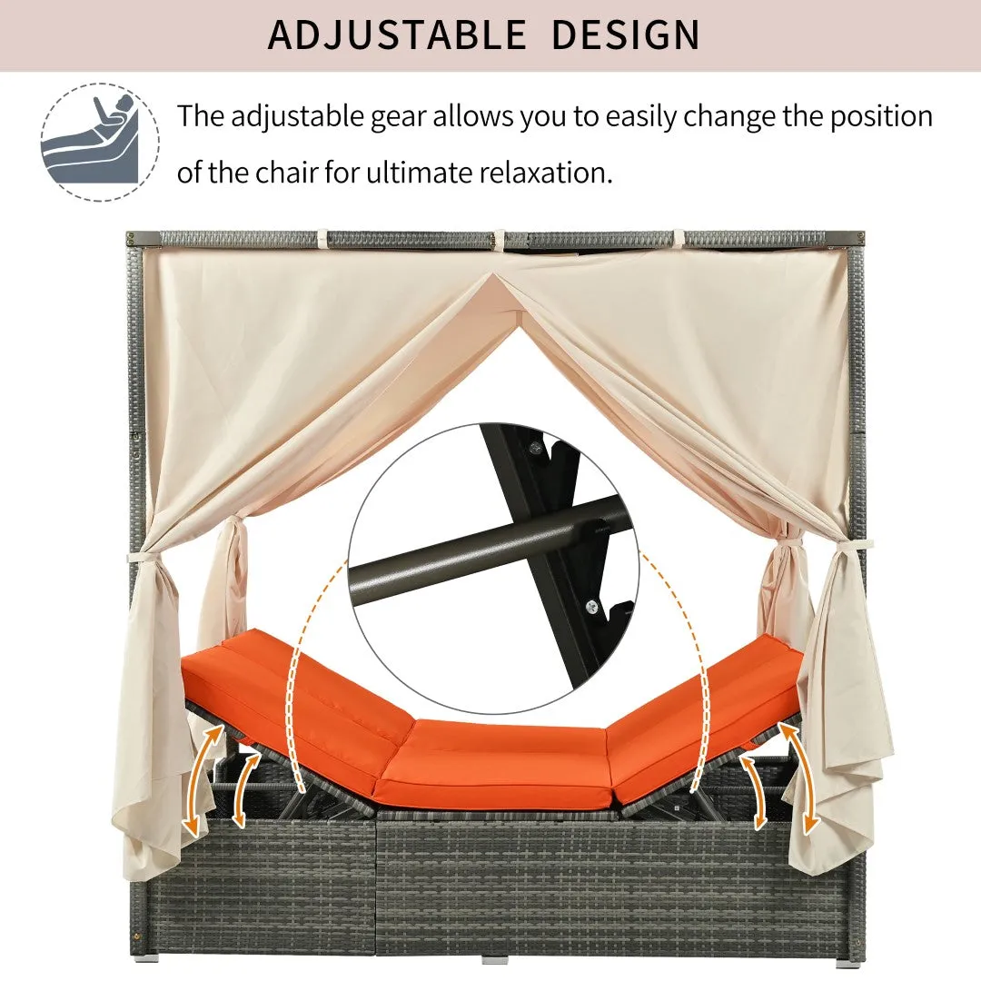 Adjustable Sun Bed with Curtain, High Comfort, 3 Colors - Relax in Style & Comfort