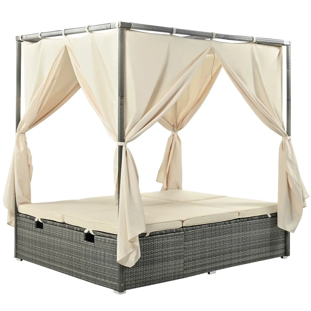 Adjustable Sun Bed with Curtain, High Comfort, 3 Colors - Relax in Style & Comfort