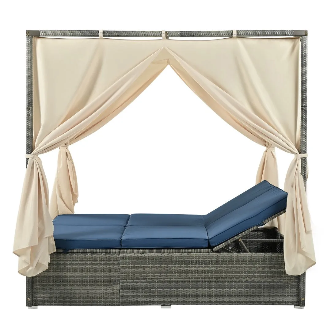 Adjustable Sun Bed with Curtain, High Comfort, 3 Colors - Relax in Style & Comfort