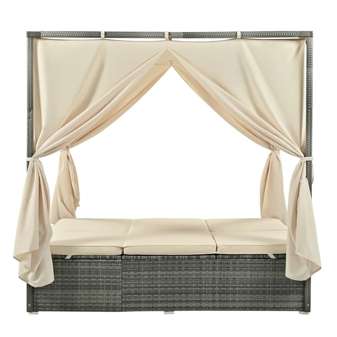 Adjustable Sun Bed with Curtain, High Comfort, 3 Colors - Relax in Style & Comfort