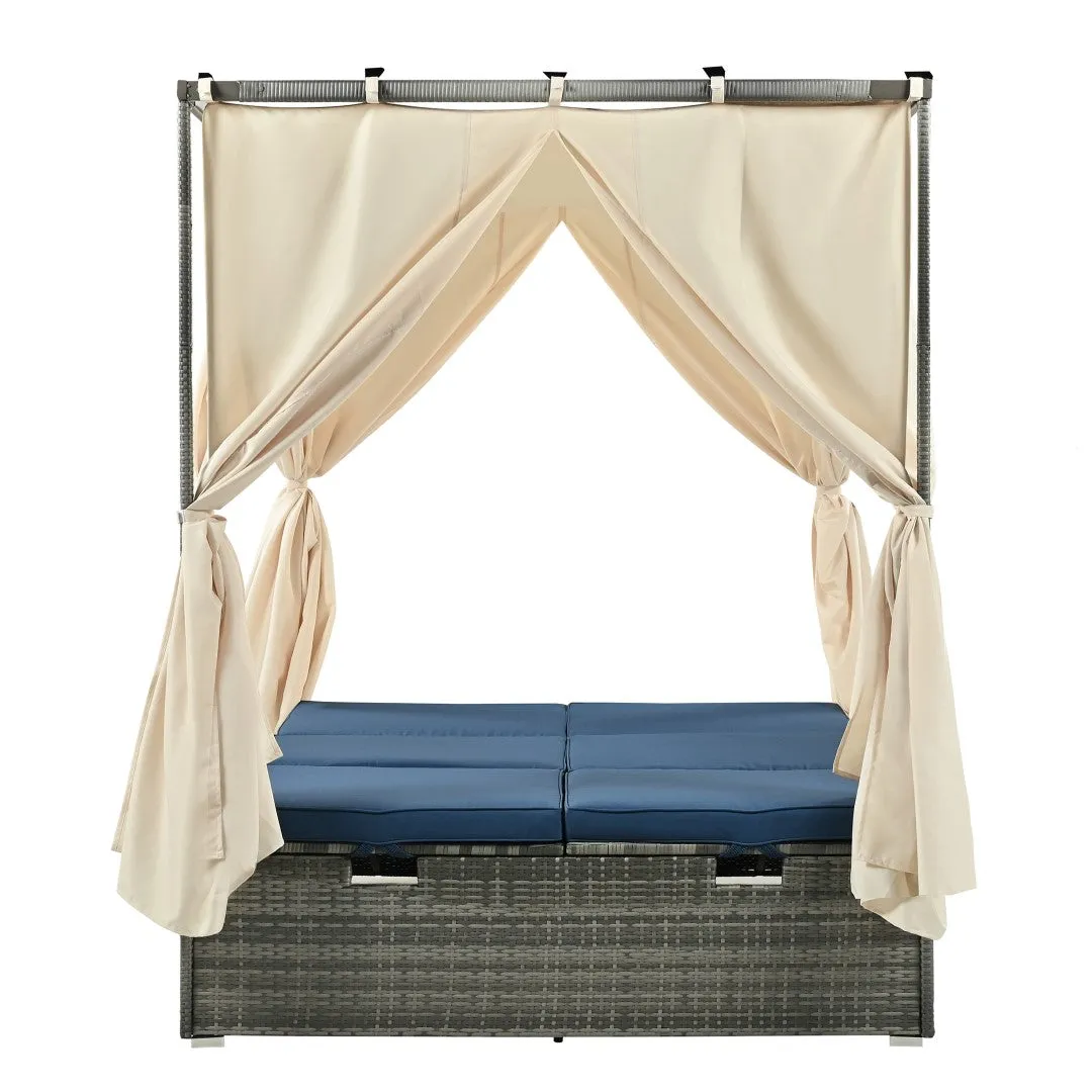 Adjustable Sun Bed with Curtain, High Comfort, 3 Colors - Relax in Style & Comfort