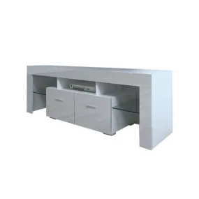 ALICIAN TV Stand Cabinet Modern with 2 Storage Drawer White