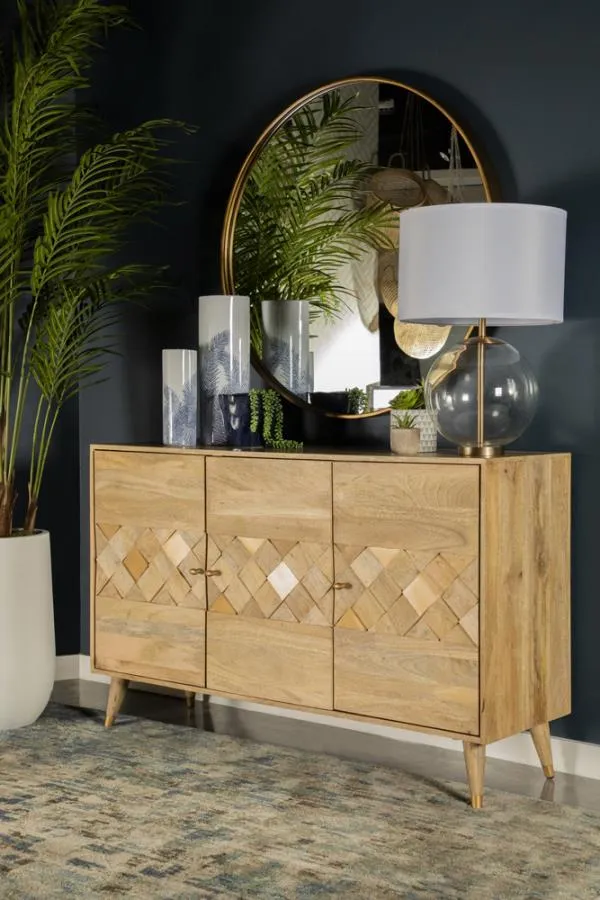 Alyssum 3-door Mango Wood Accent Cabinet - Natural