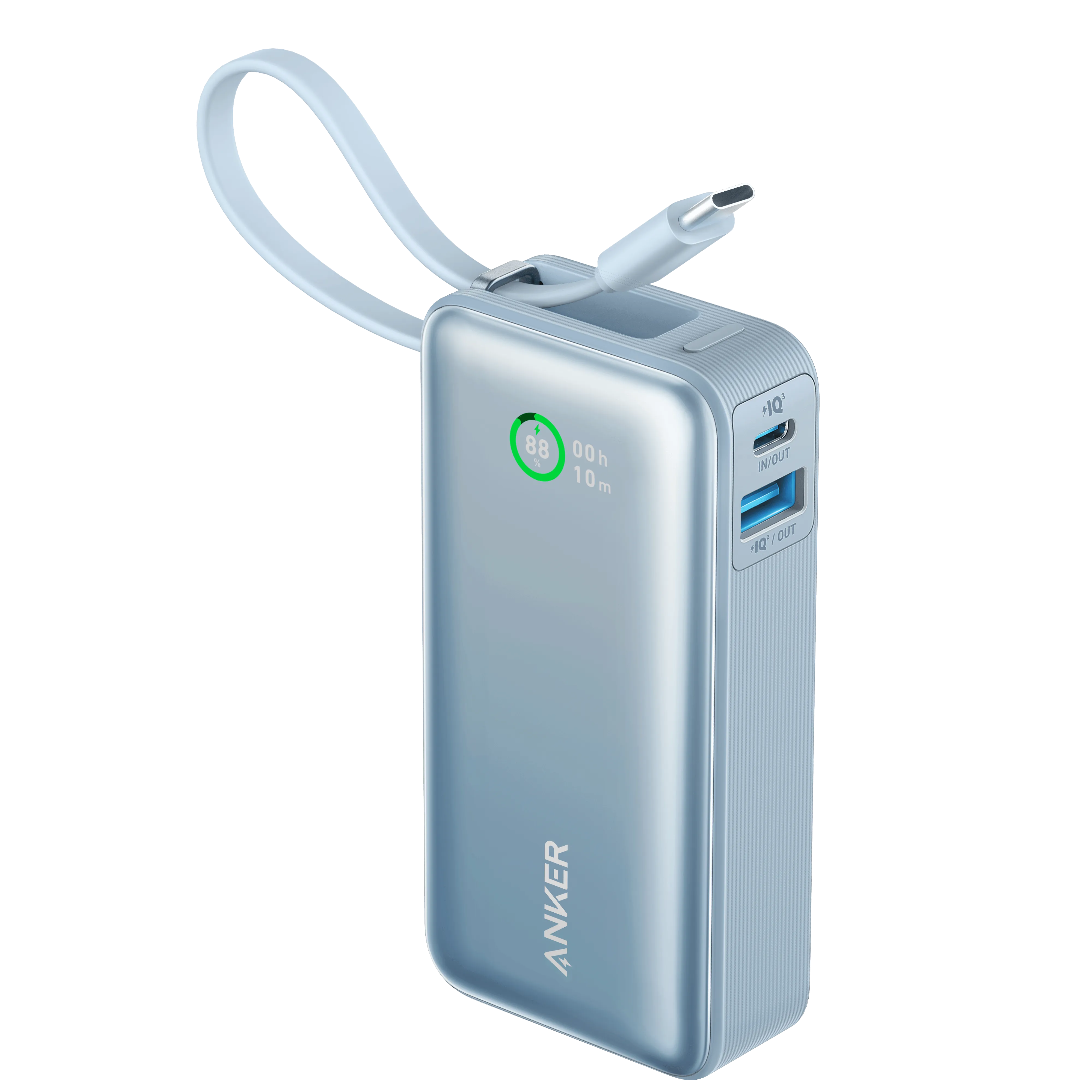 Anker Nano Power Bank (30W, Built-In USB-C Cable) 10000 -Blue
