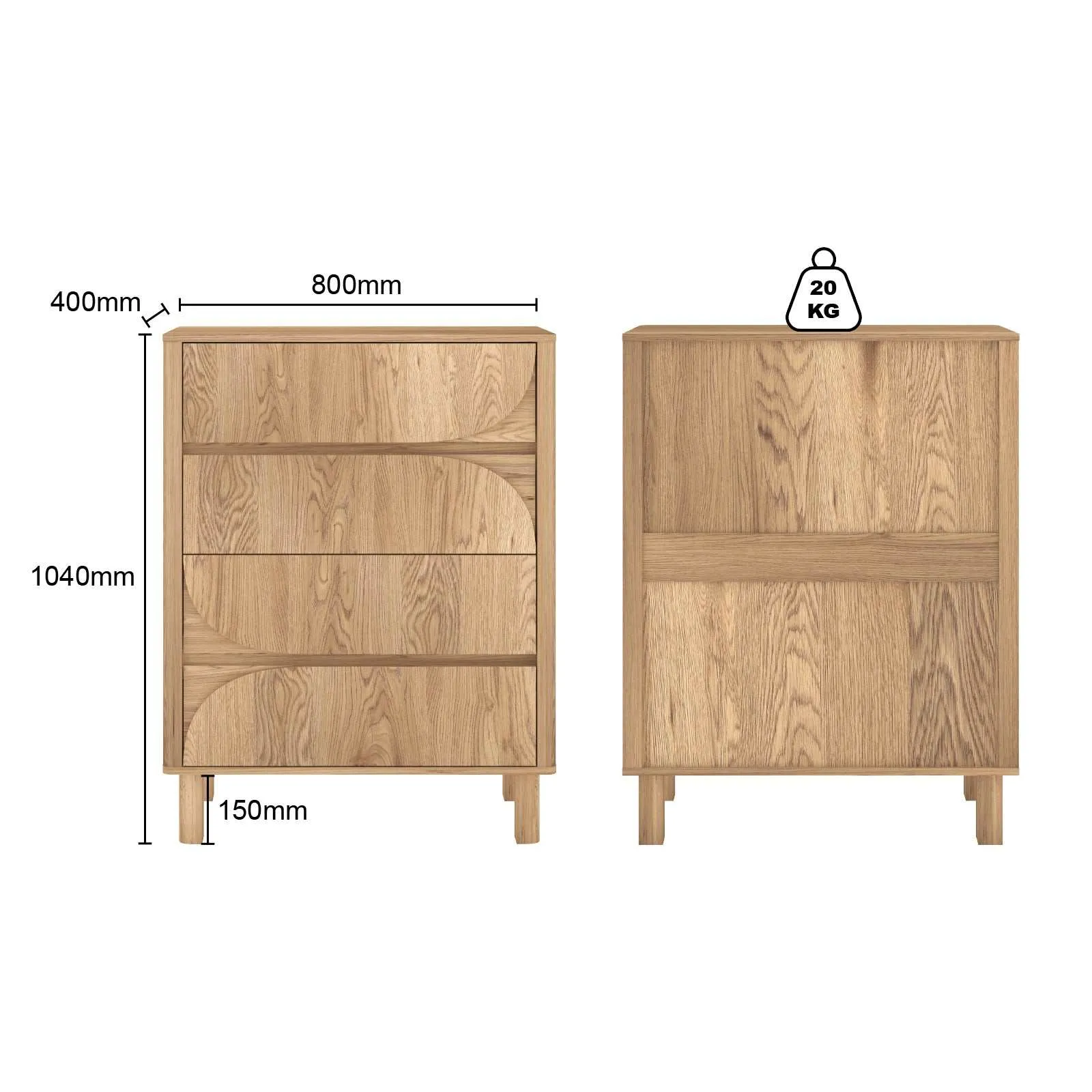Arched 4-Drawer Tallboy Dresser: Bedroom Storage Solution for Organized Living