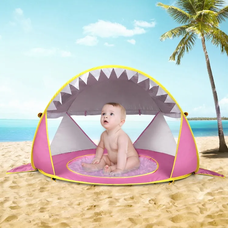 Baby Beach Tent With Pool Portable Foldable Sunshelter, Color: Whale Pink